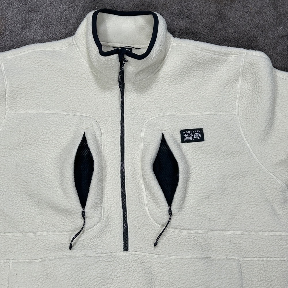 Mountain Hardwear Fleece Pullover Mens XL White Solid Half Zip Sherpa Jacket - Picture 6 of 13